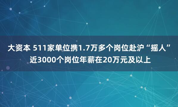 大资本 511家单位携1.7万多个岗位赴沪“摇人” 近3000个岗位年薪在20万元及以上